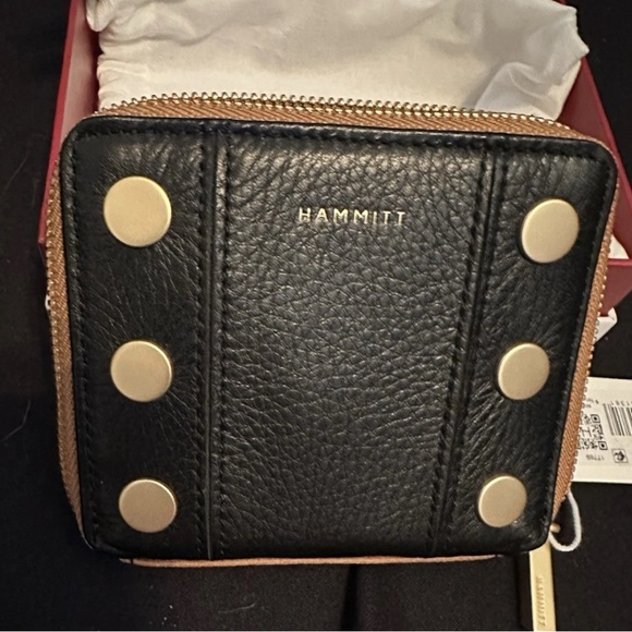 Hammitt 5 North NorthEnd Black and Gold Leather Wallet NWT - Picture 2 of 7
